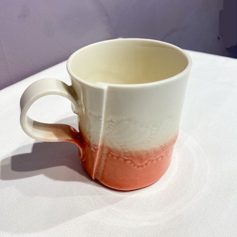 Regular Size Mug, White & Coral (LH16)