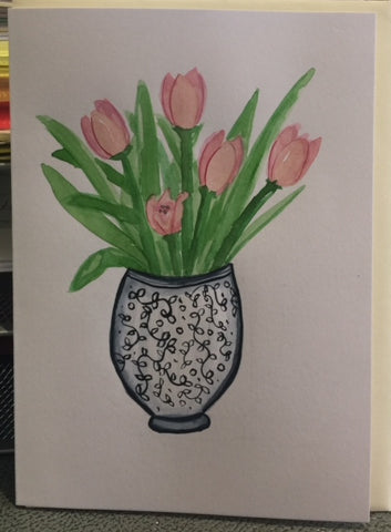 Tulips in a Vase (card)
