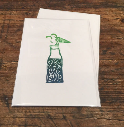 Seagull on Bottle Card (Green)