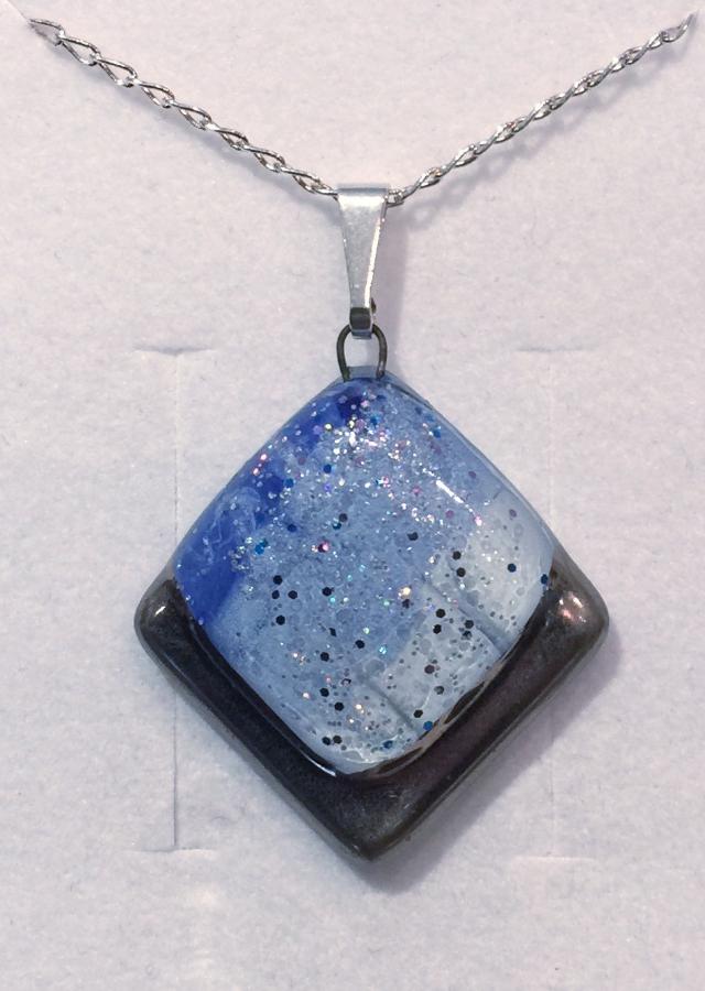 Light Blue Frosted Square Pendant