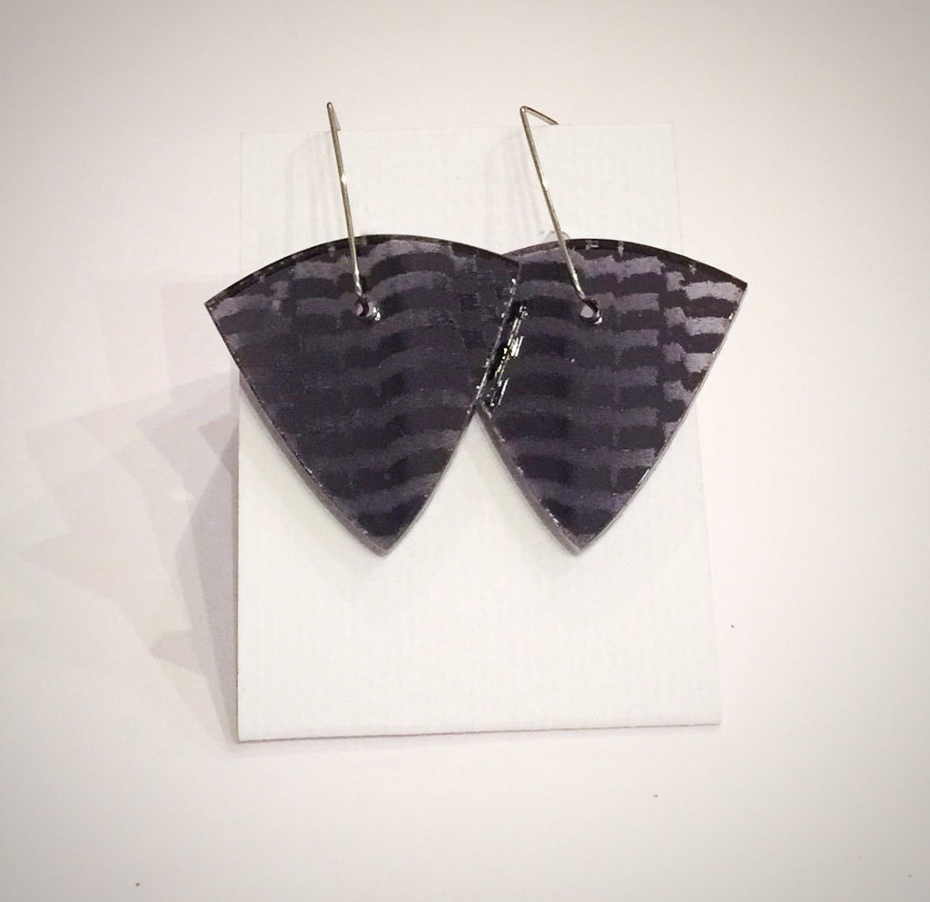 Charcoal Shield Acrylic Earrings