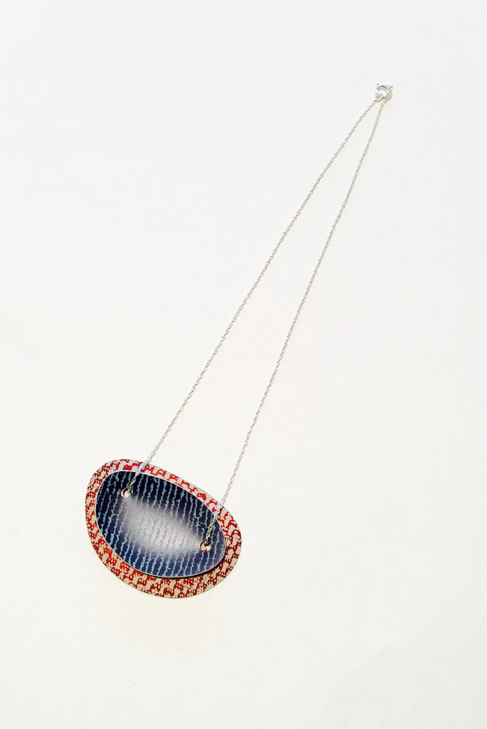 Red & Blue Linen Futures Double Oval Pendant