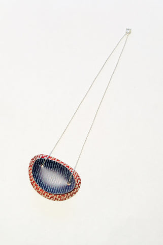 Red & Blue Linen Futures Double Oval Pendant