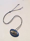 Blue and Black Linen Futures Double Pendant