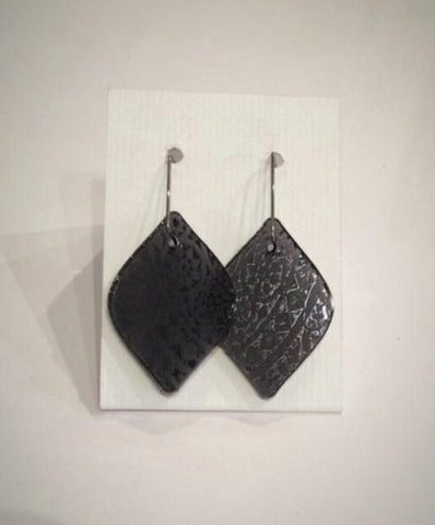 Charcoal Shield Acrylic Earrings