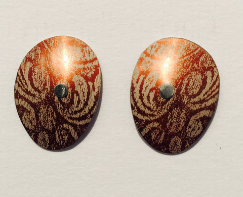 Bronze Linen Futures Oval Studs