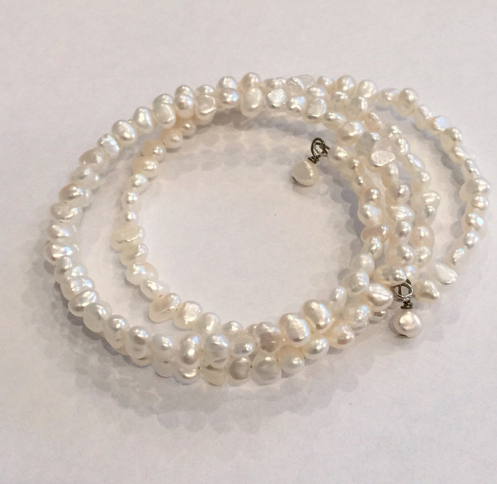 Triple-Strand Rice Pearl Bracelet