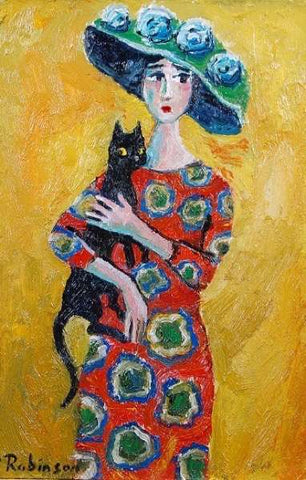 Lady in Hat with Cat