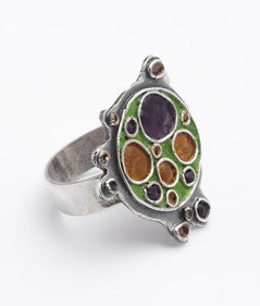 Green & Purple Enamel Ring