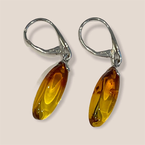 Amber Stone Leverback Earrings 2 (AH45)