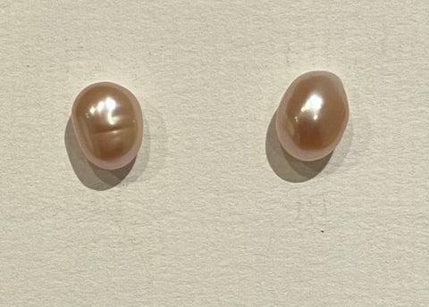 7mm Potato Pearl Earrings (Dusky Pink)