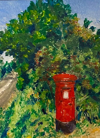 Red Letterbox. Oil Pastel (CH13)
