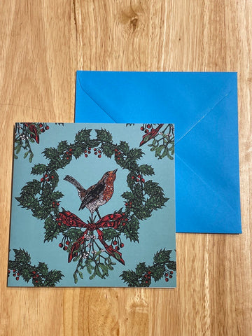 Robin & Wreath (Christmas Card by Rachel Meehan)