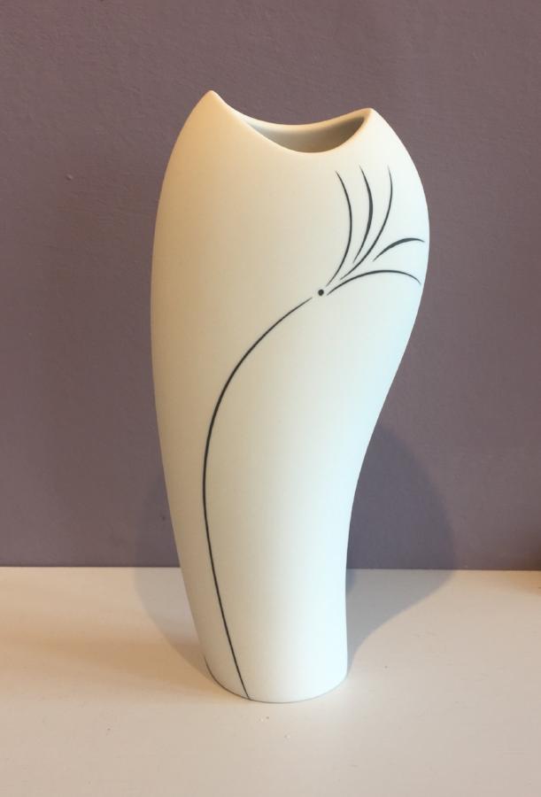 White Vase with Black Inlay Medium 1