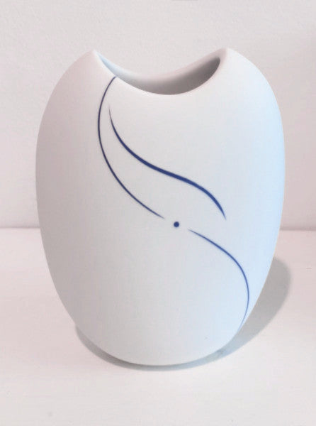 Medium White Vase with Blue Lines