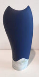 Tall Blue Vase with Decorative Inlay