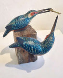 Two Kingfishers with Fish