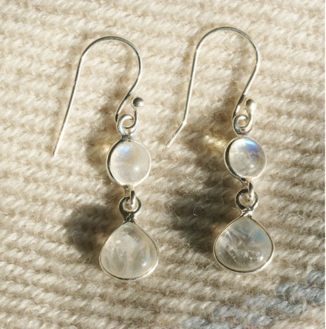 Double Moonstone Hook Earrings (CH53)