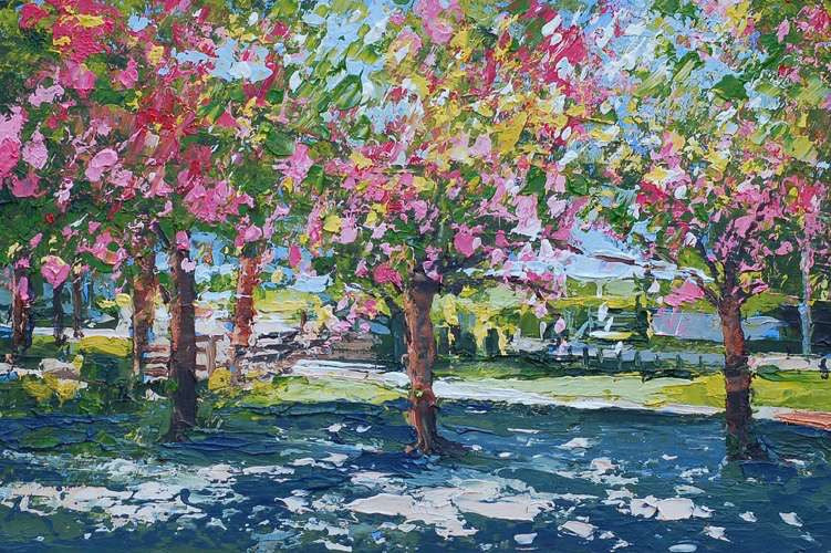Sunlit Cherry Trees, Bournville Park, Giclee Print 5/150 (CG28)