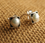 Square Studs with Pearls (CH17)