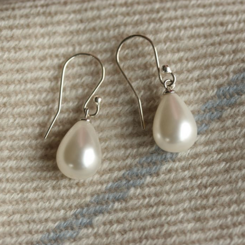 Large Tear-Drop Pearl Earrings (CH15)