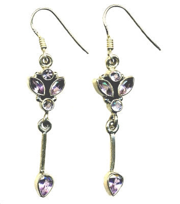 Amethyst & Silver Hook Earrings (2)