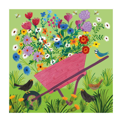 Wheelbarrow Flowers (card)