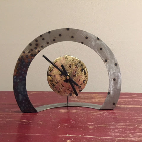 Hoop Clock (Pewter with Black Spots)