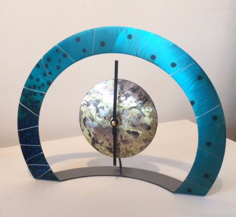 Hoop Clock (Turquoise with Black Dots & Etched Stripes)