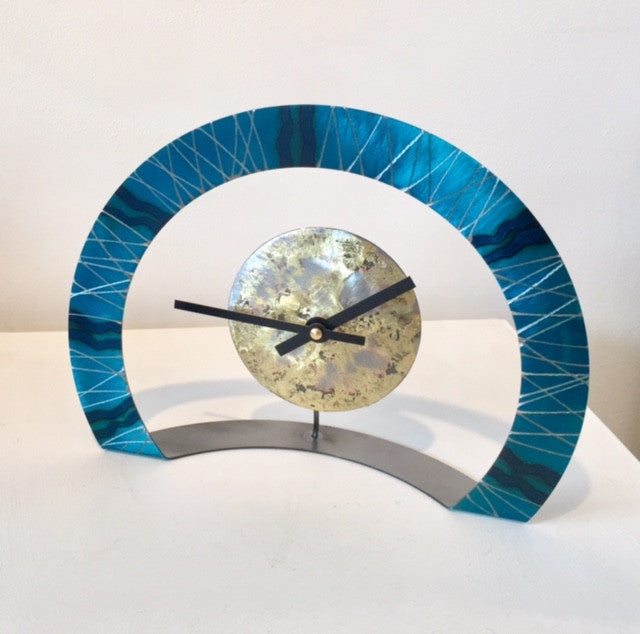 Hoop Clock (Turquoise with Wavy Lines)
