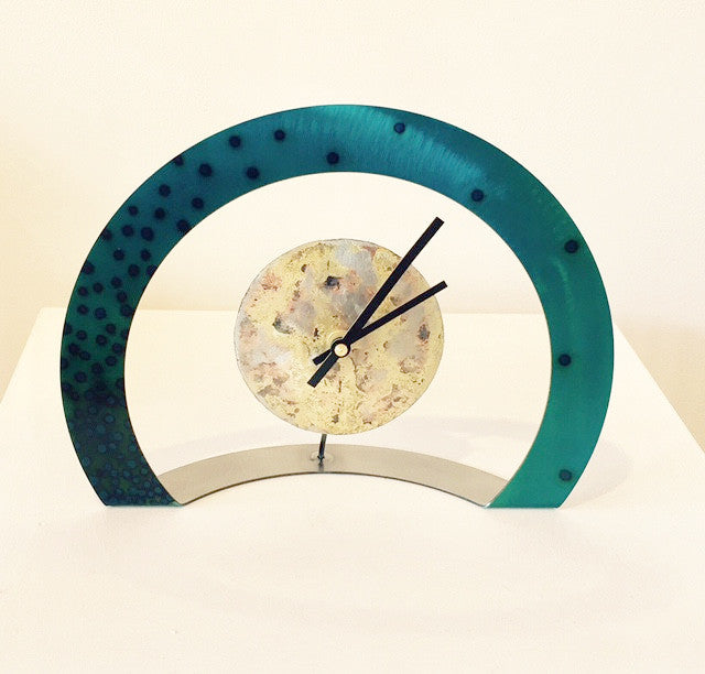 Hoop Clock (Turquoise with Black Dots)