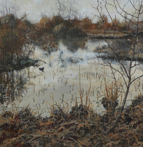Winter Pond. Acrylic, Framed (R05)