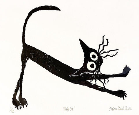 'Daft Cat' Woodcut Print (AR01)