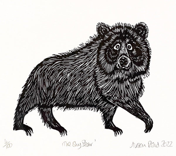'The Shy Bear' Linocut Print 4/100 (AR13)