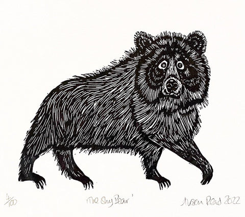 'The Shy Bear' Linocut Print (AR13)