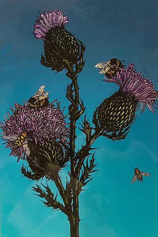 Thistle and Bees, Giclee Print (RM01)