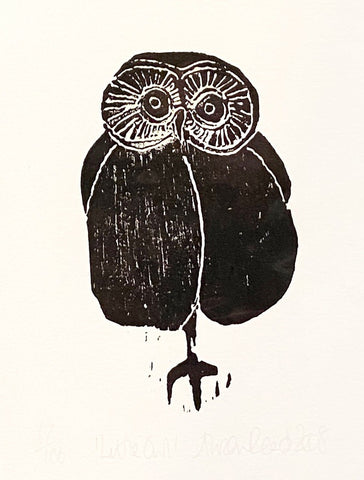 'Little Owl' Woodcut Print (AR43)