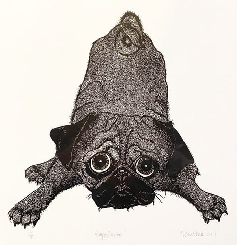 'Puggy Dog Eyes' Linocut Print (AR52)