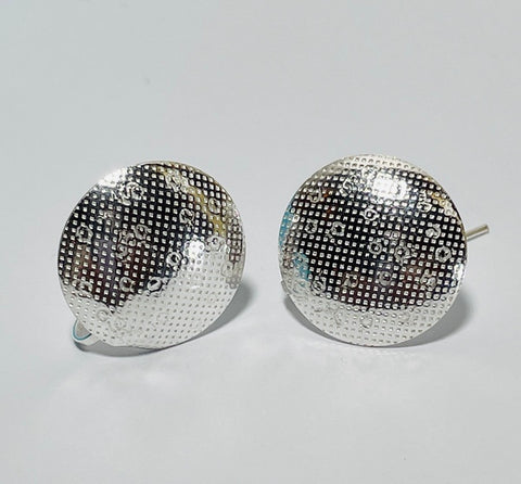 Silver Circular textured hook earrings (FH39)