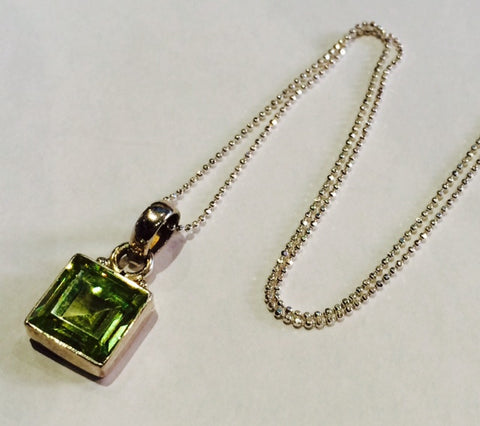 Green Topaz & Silver Pendant