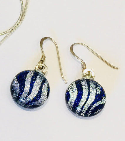 Blue & Silver Stripe Earrings